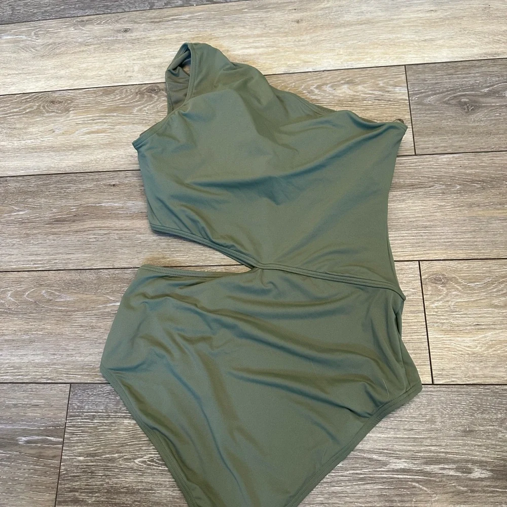 Michael Kors Cut Out One Shoulder One Piece Swim Suit - Picture 3 of 3